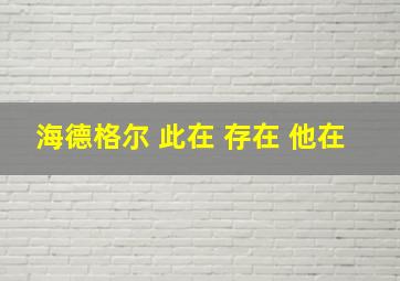 海德格尔 此在 存在 他在